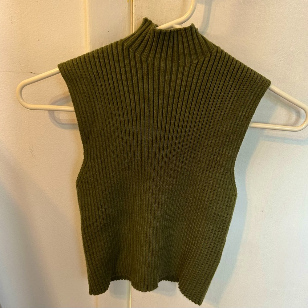 Zara Ribbed Knit Top - green Khaki